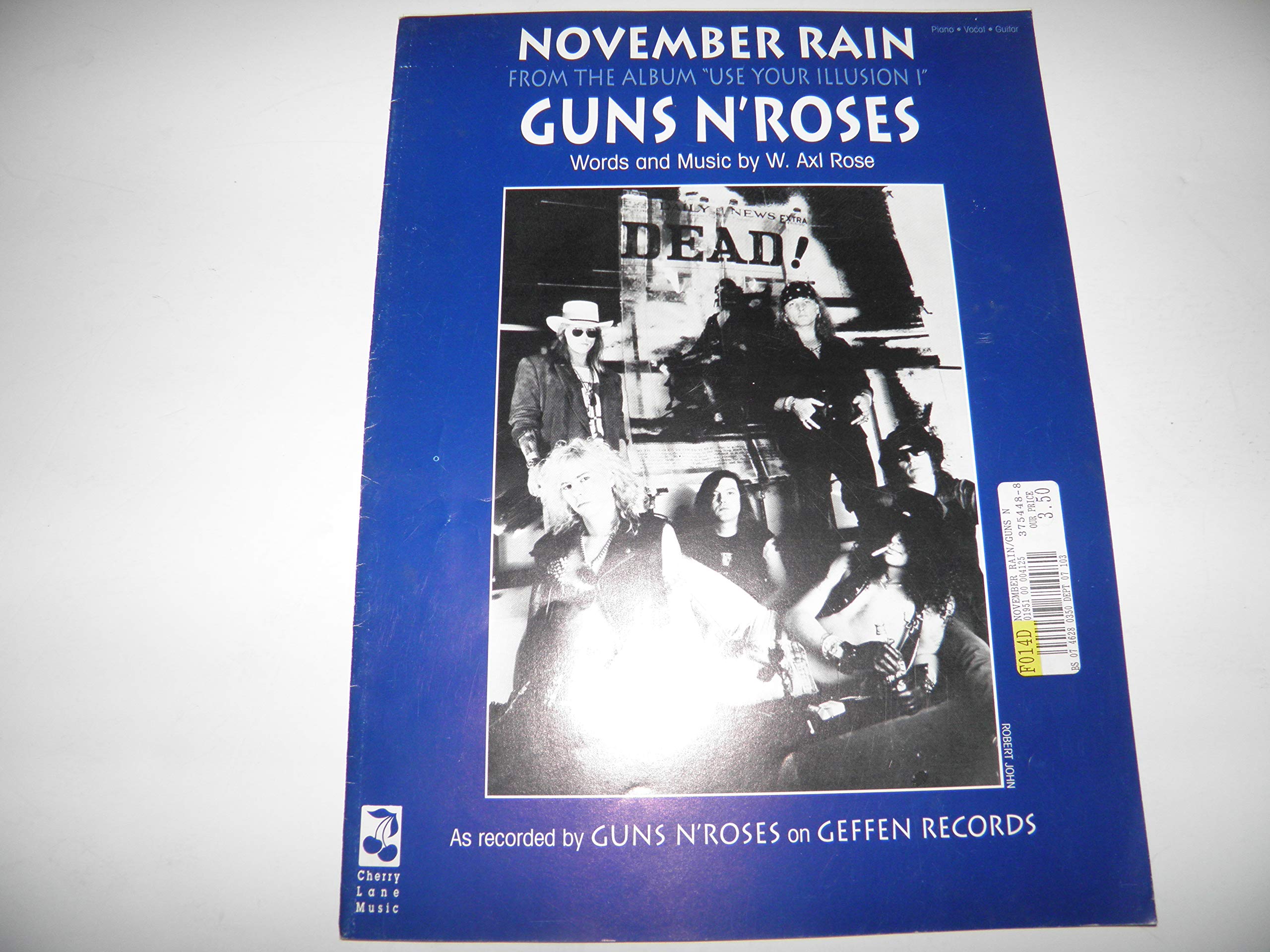 November Rain (Sheet Music Book And Words)-new