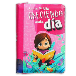 Biblia para Nias Creciendo Cada Dia con Cierre Reina Valera 1960 nia leyendo rosa