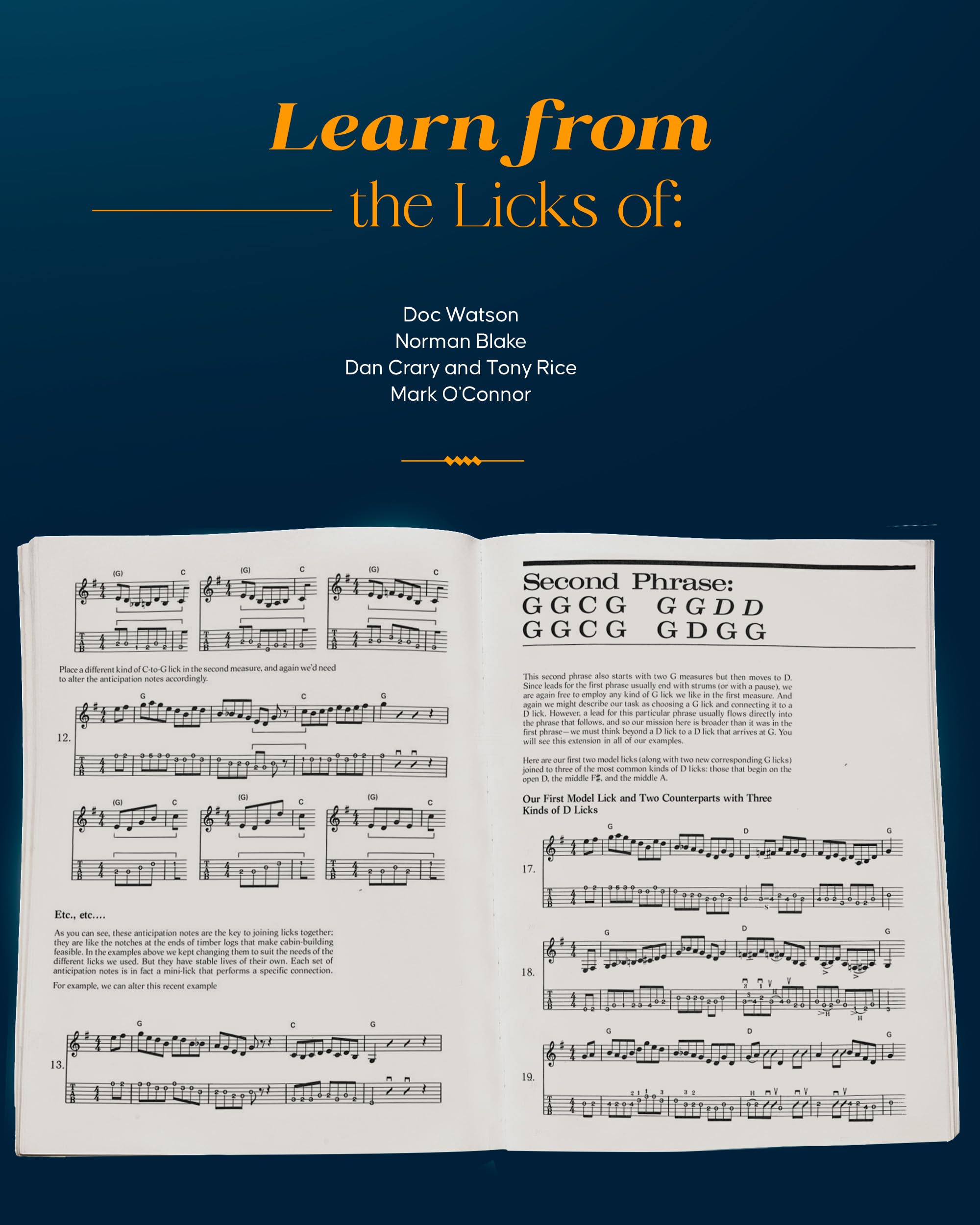 Hot Licks for Bluegrass Guitar Book  Fingerstyle Guitar Book with Over 350 Bluegrass Licks  Guitar Tab Book with TrailOffs, C,Used