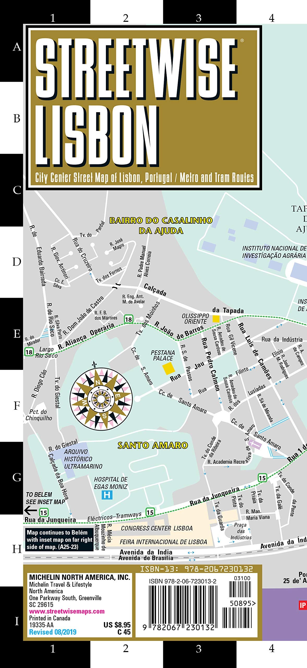 Streetwise Lisbon Map  Laminated City Center Street Map of Lisbon, Portugal (Michelin Streetwise Maps),Used