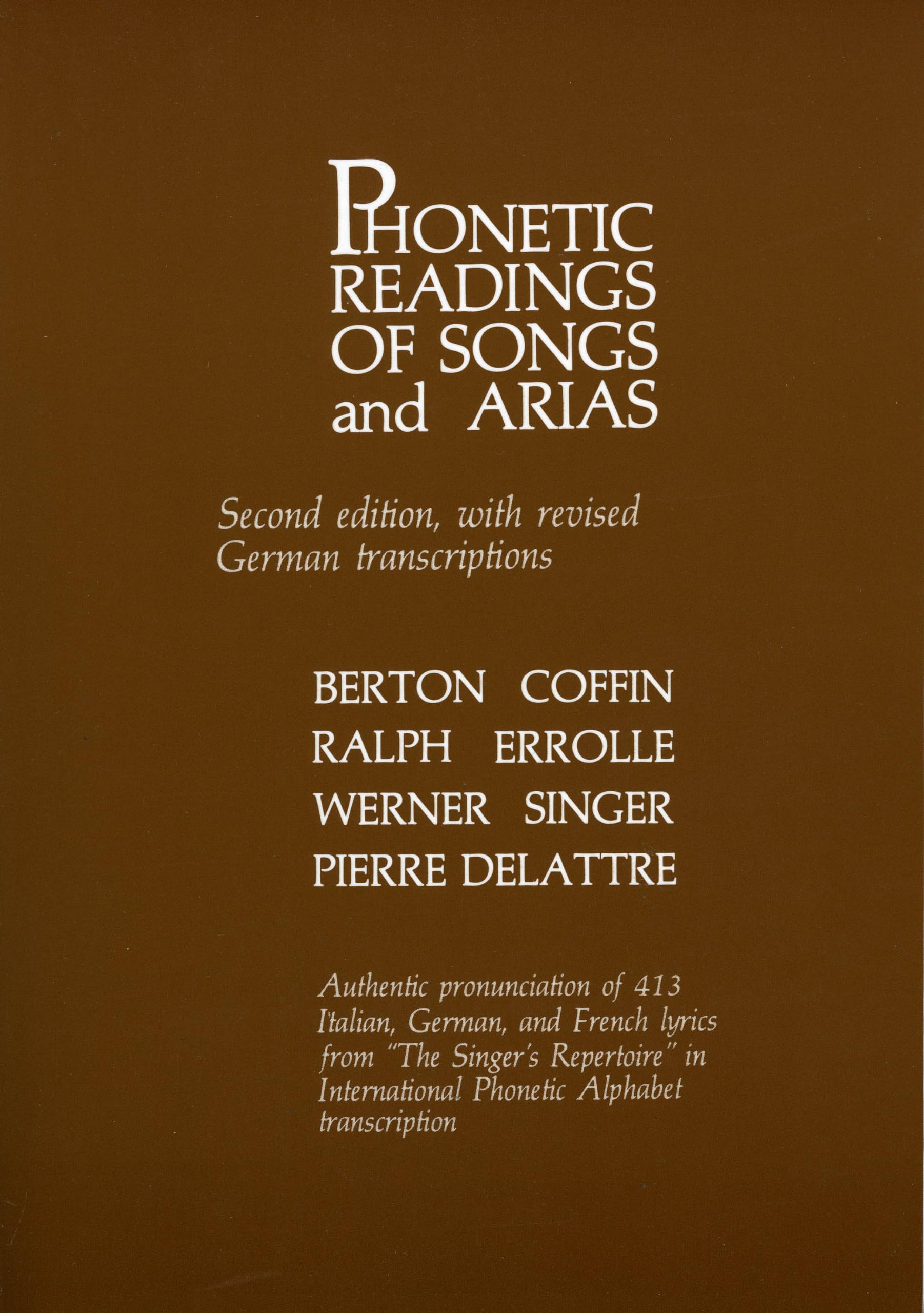 Phonetic Readings of Songs and Arias,Used