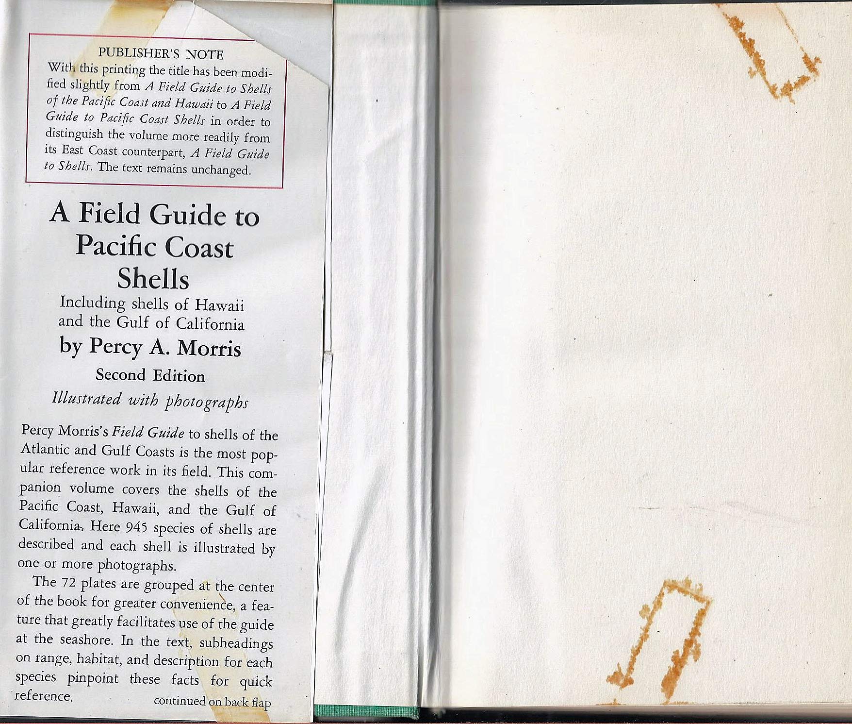 A Field Guide to Pacific Coast Shells, Including Shells of Hawaii and the Gulf of California (Peterson Field Guide Series),Used