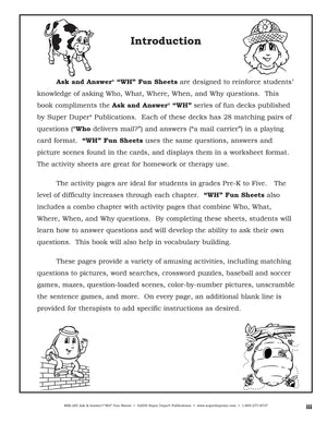 Super Duper Publications  Ask & Answer 'Wh' Fun Sheets: A Companion Book to the Ask & Answer 'Wh' Fun Deck Series  Educational R,Used