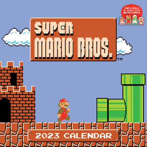 Super Mario 8Bit Retro 2023 Wall Calendar: With 4 Bonus Diecut Cards,Used