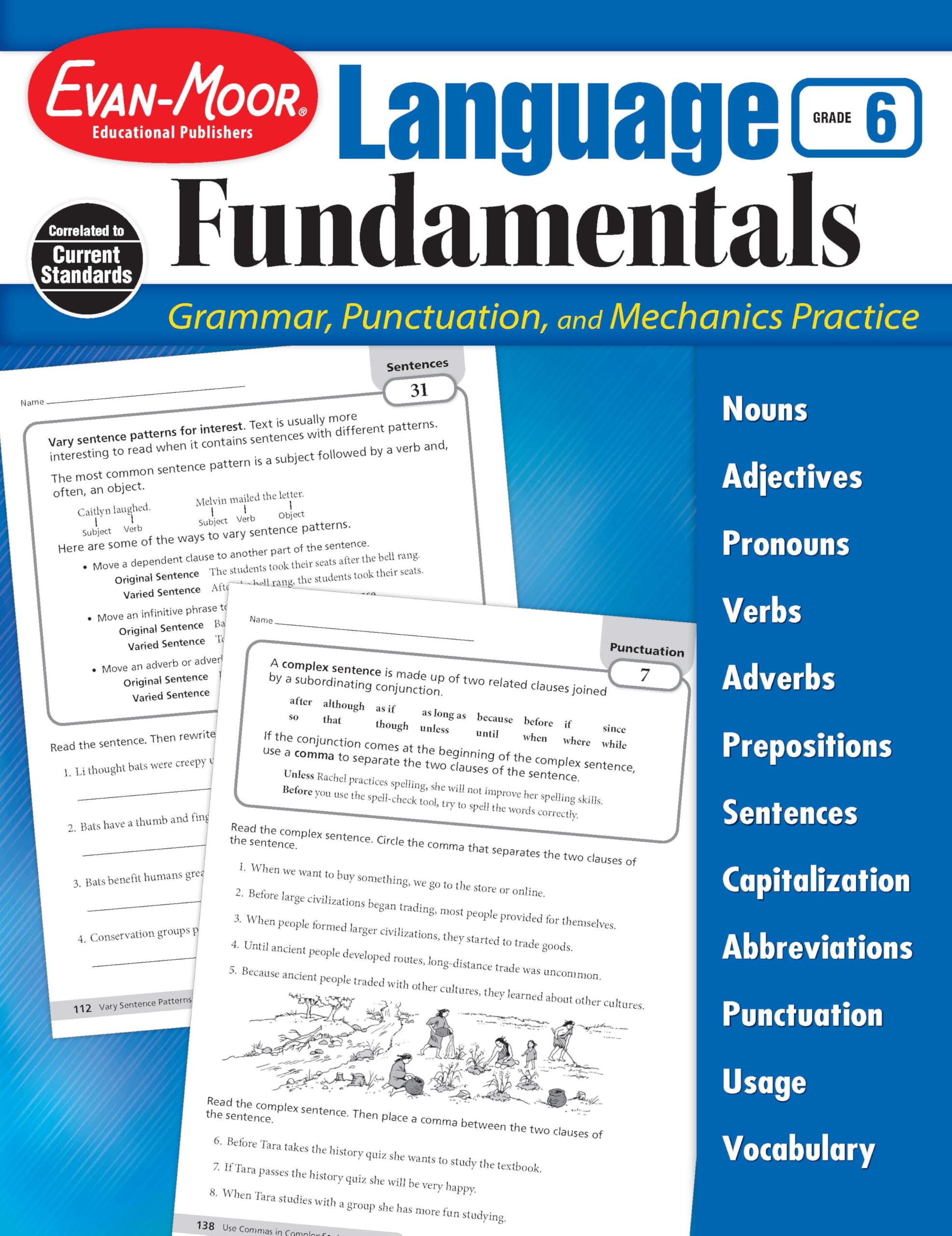 EvanMoor Language Fundamentals, Grade 6, Teacher Reproducibles,Used