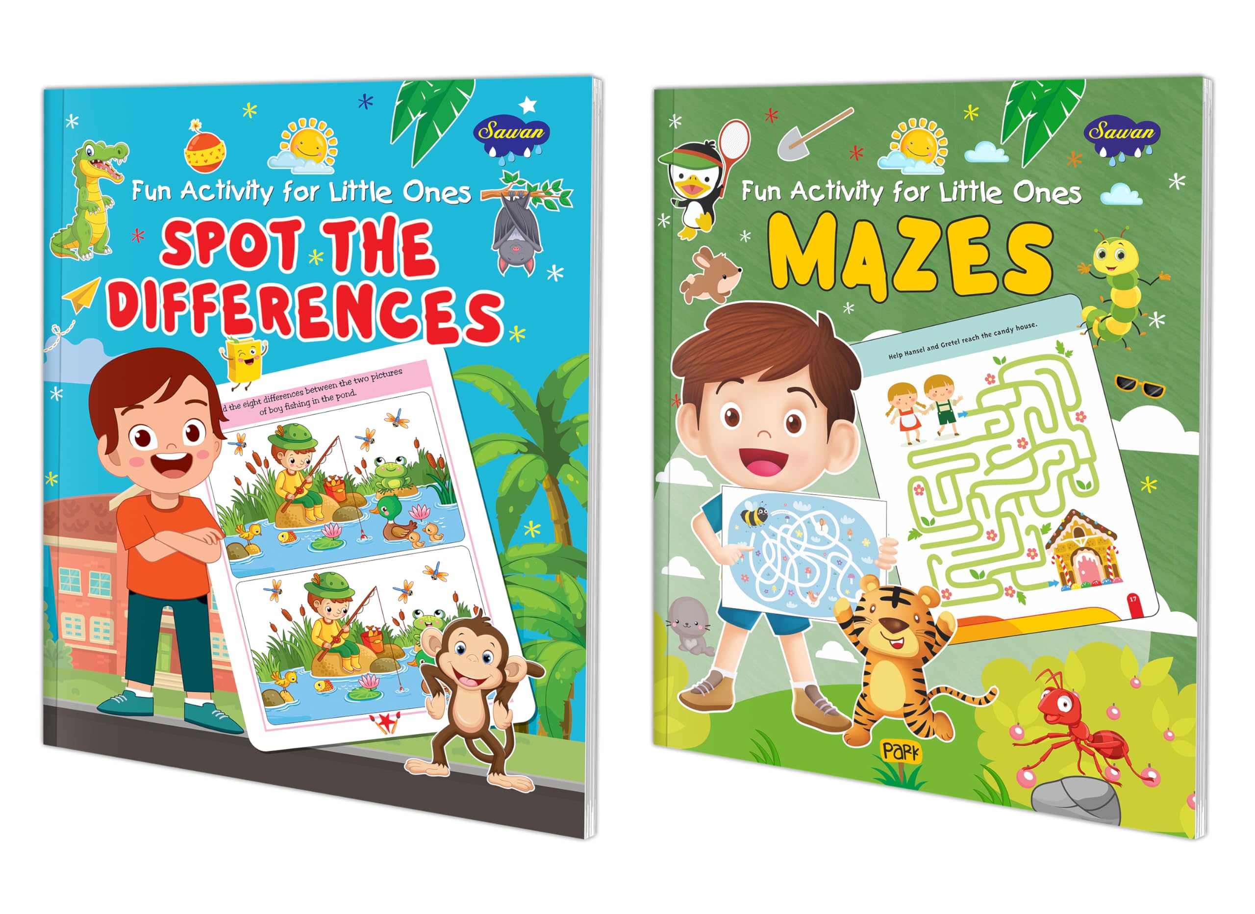 Spot The Differences And Mazes Fun Learning Book For Little One : Mazes Learning Book, Kids Activity Book, Children Fun Activity Book | Combo Of 2 Activity Books For Kids.