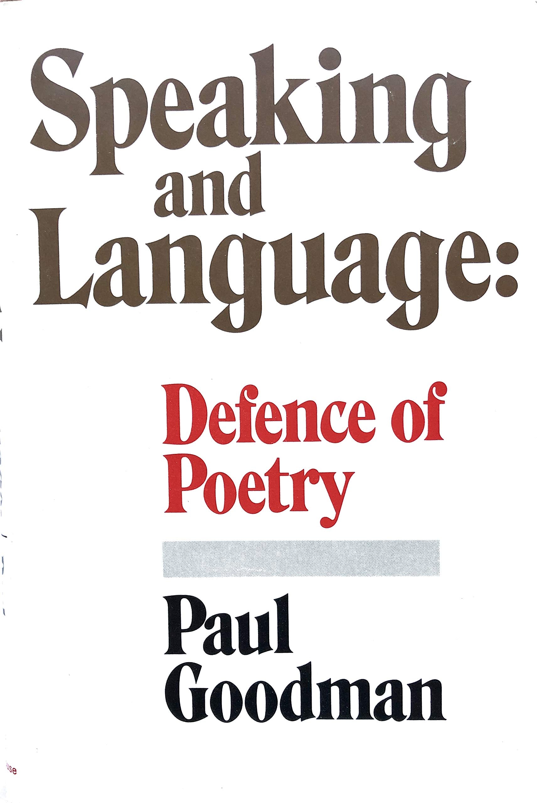 Speaking And Language: Defence Of Poetry,Used