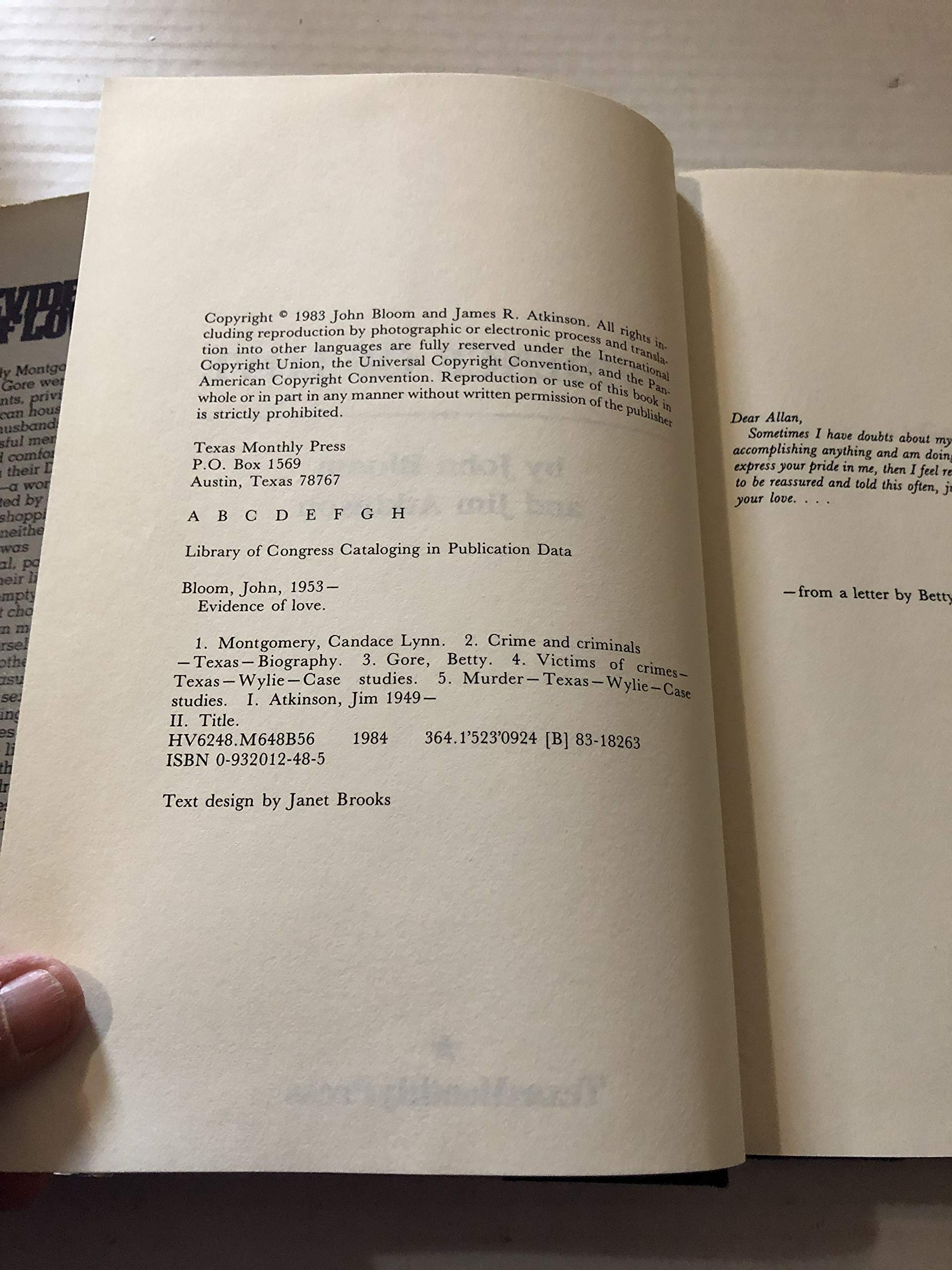 Evidence Of Love: A True Story Of Passion And Death In The Suburbs