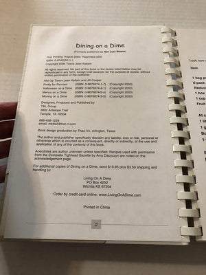 Dining on a Dime Cook Book: 1000 Money Saving Recipes and Tips,Used