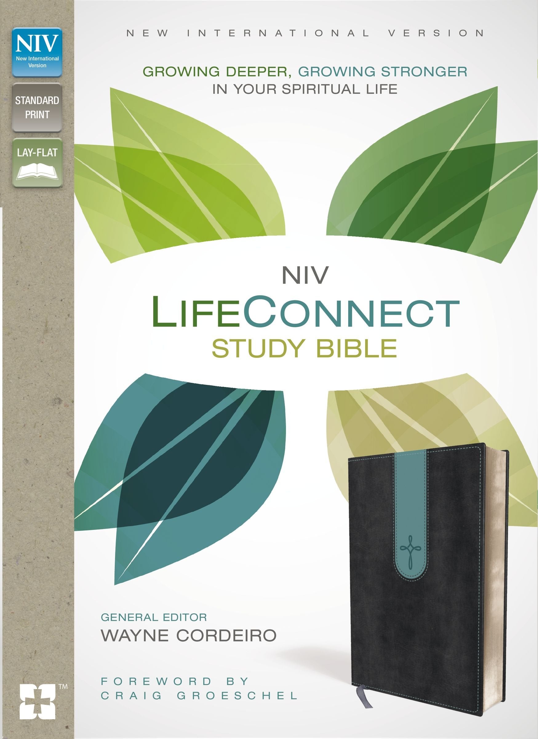 Niv, Lifeconnect Study Bible, Leathersoft, Gray/Blue, Indexed, Red Letter Edition: Growing Deeper, Growing Stronger In Your Spir