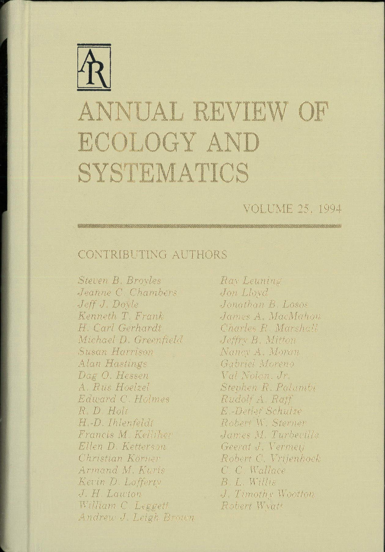 Annual Review of Ecology and Systematics: 1994 (Annual Review of Ecology & Systematics),Used