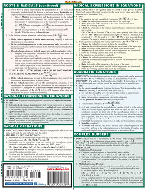 Algebra Part 1 QuickStudy Laminated Reference Guide (QuickStudy Academic),New