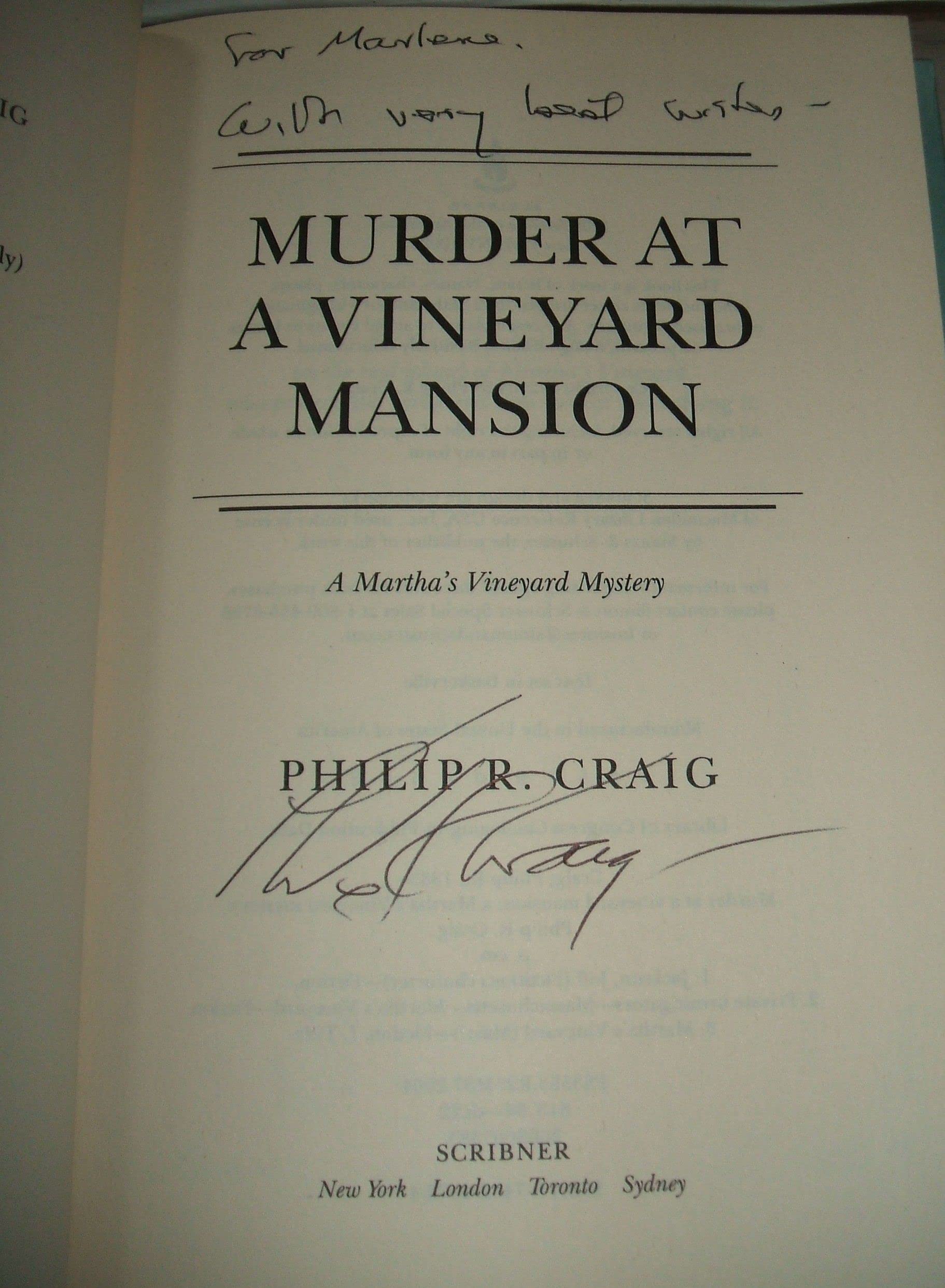 Murder at a Vineyard Mansion: A Martha's Vineyard Mystery (Martha's Vineyard Mysteries),Used