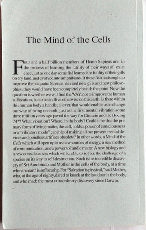 The Mind Of The Cells Or Willed Mutation Of Our Species (English And French Edition),Used