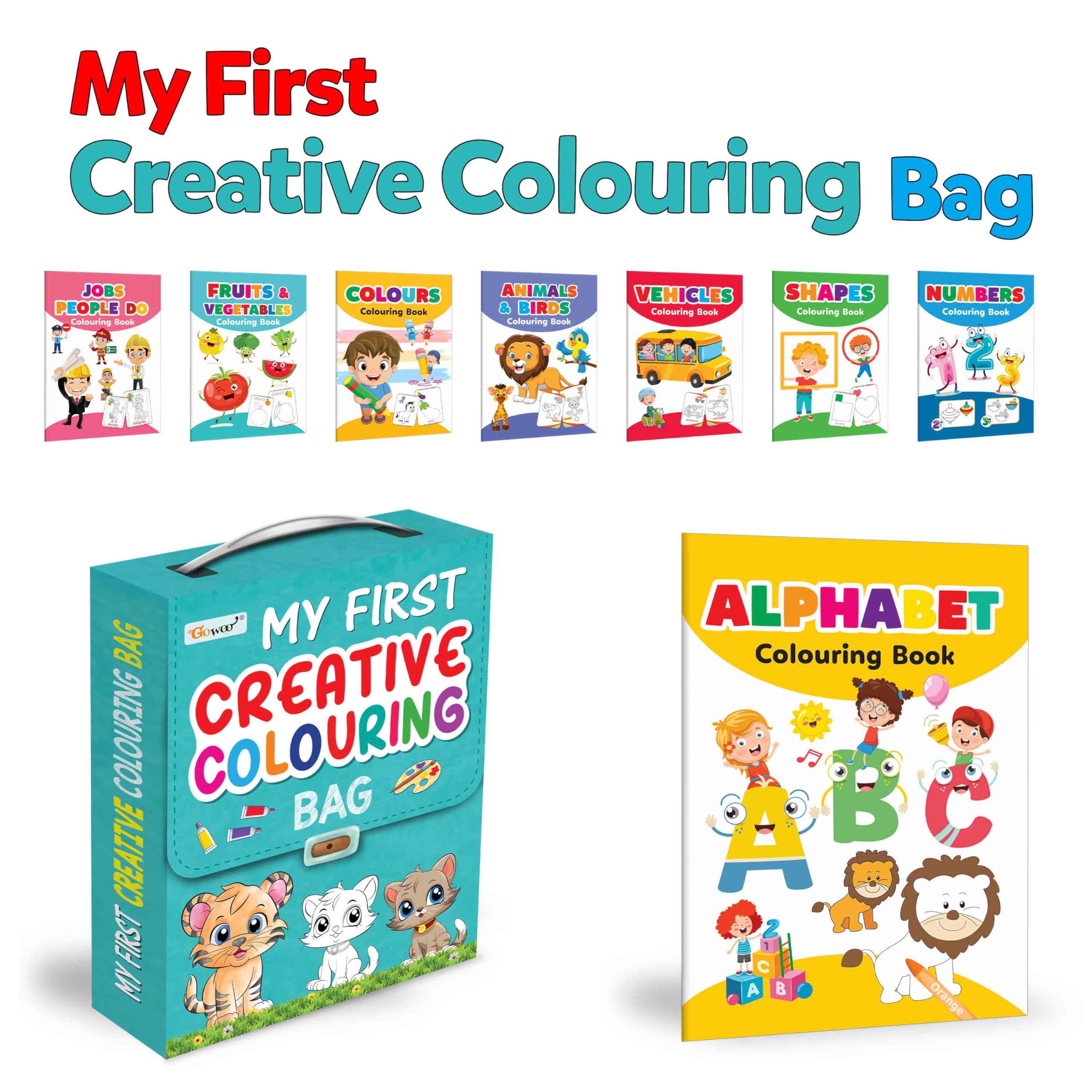 Coloring Book Set Of 8 For Children : Essential Coloring Book Of All In One Bag, Early Kids Learning Coloring Books, Set Of 8 Colouring Books