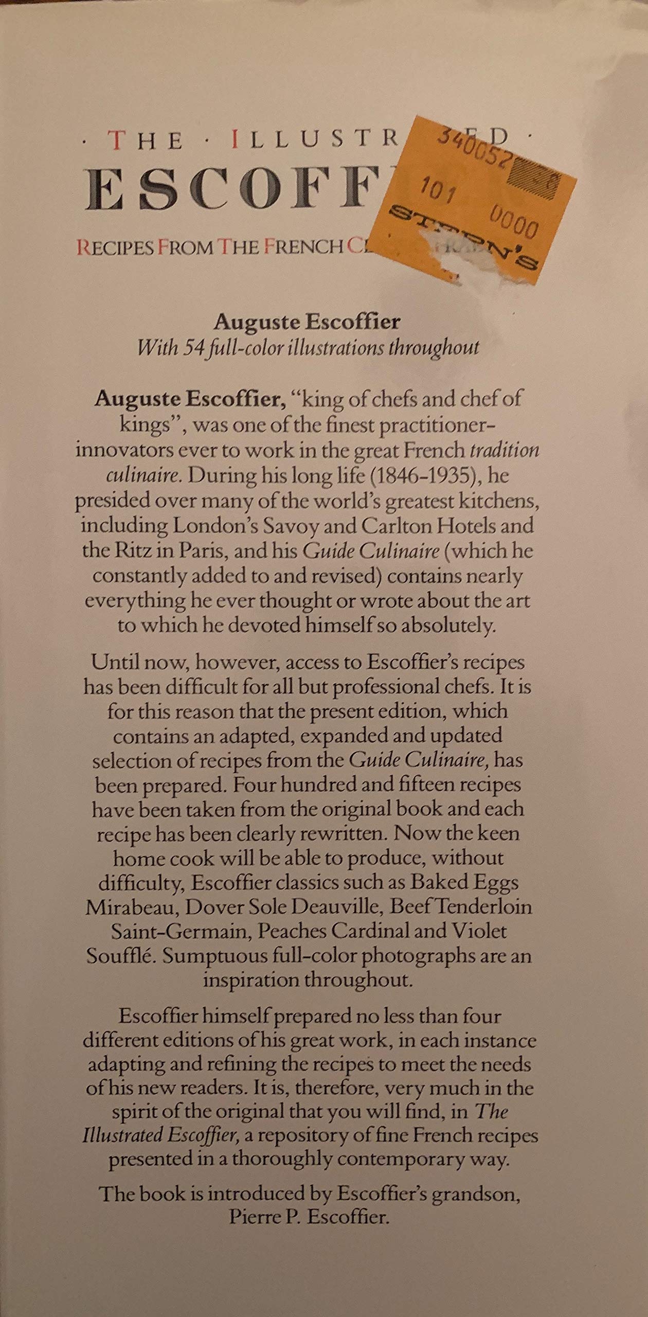 Illustrated Escoffier: Recipes from the French Classic Tradition,Used