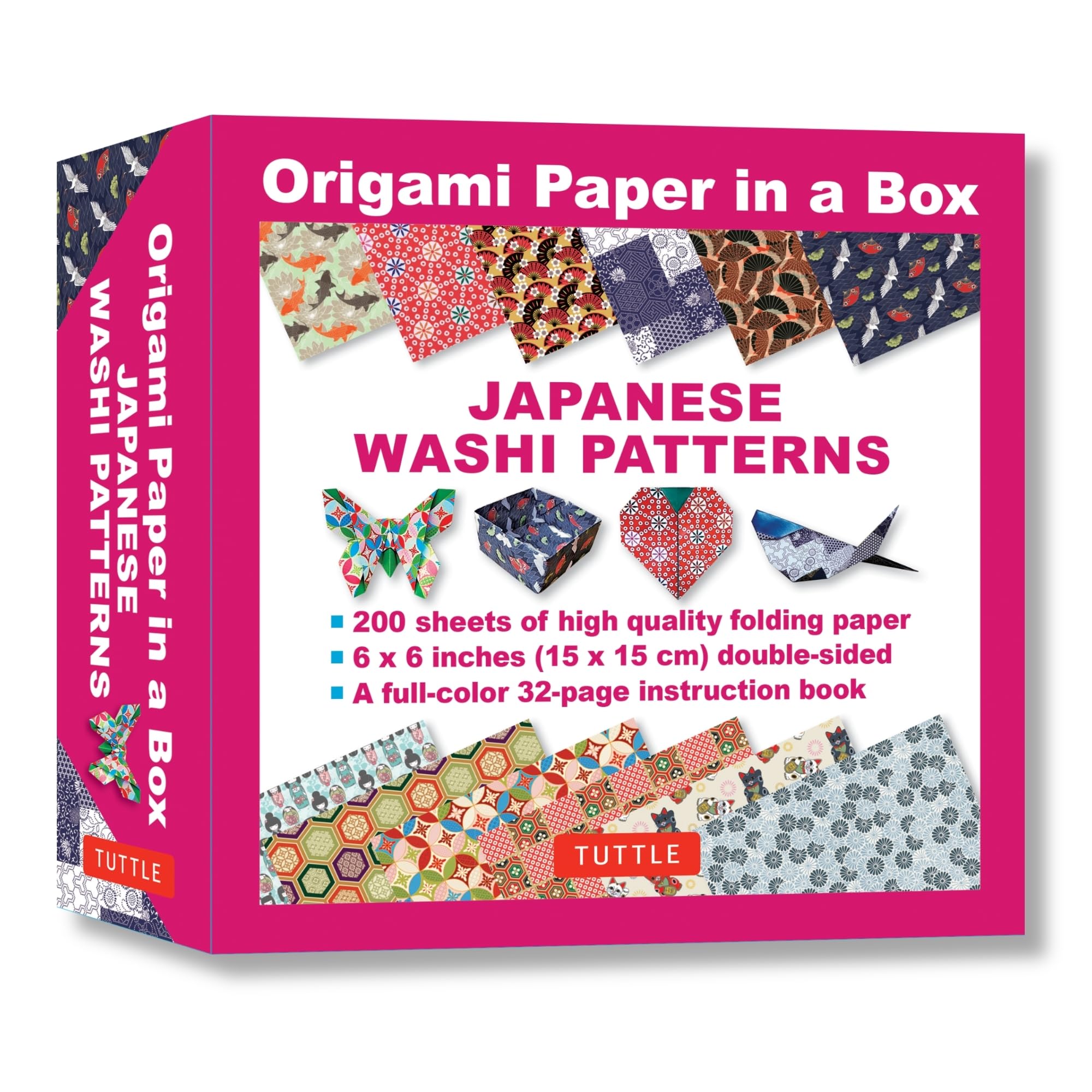 Origami Paper In A Box  Japanese Washi Patterns: 200 Sheets Of Tuttle Origami Paper: 6X6 Inch Origami Paper Printed With 12 Dif,New