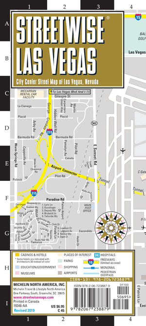 Streetwise Las Vegas Map: Laminated City Center Map of Las Vegas, Nevada (Michelin Streetwise Maps),Used