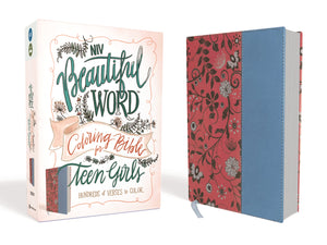 Niv, Beautiful Word Coloring Bible For Teen Girls, Leathersoft, Pink/Blue: Hundreds Of Verses To Color,New