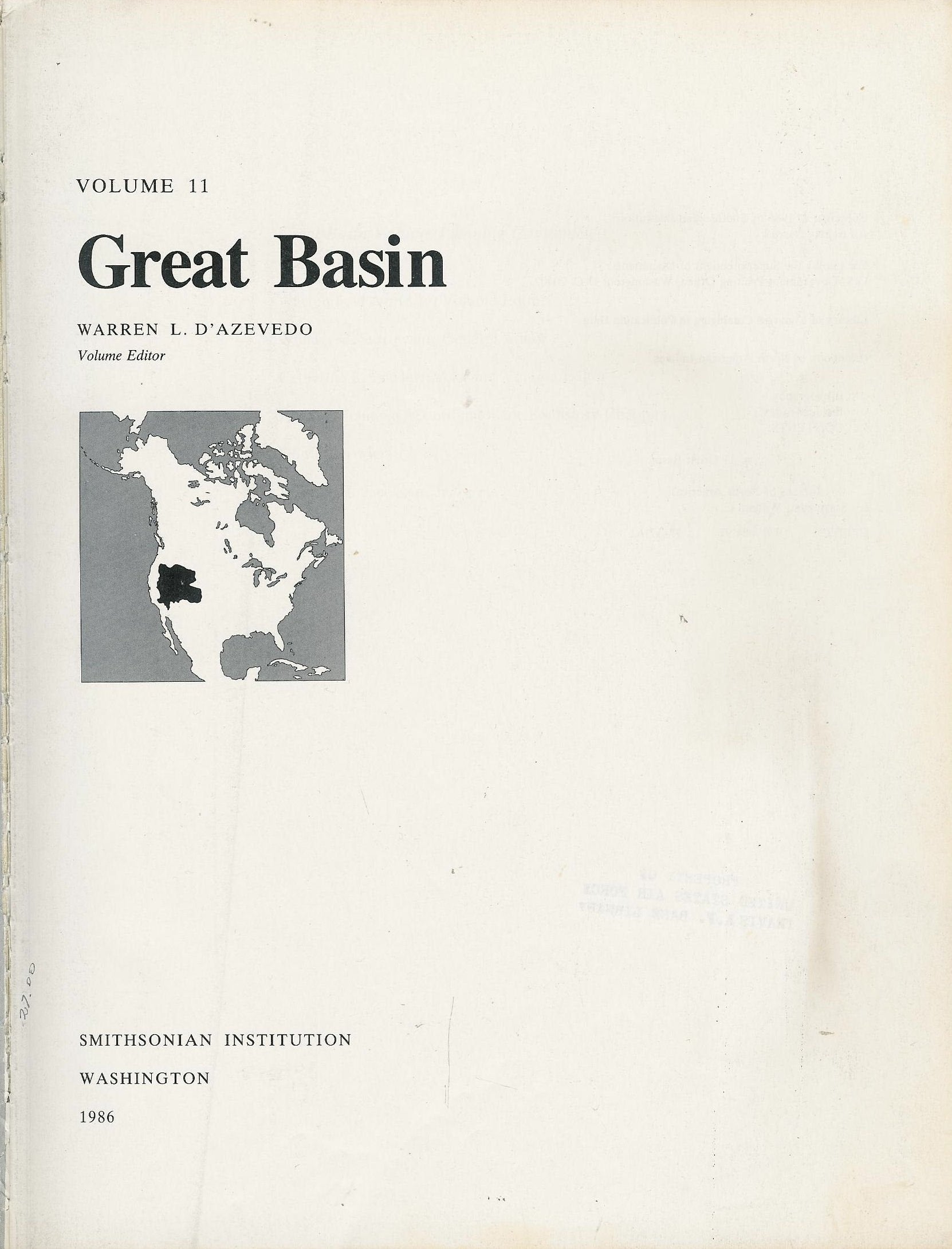 Handbook of North American Indians, Volume 11: Great Basin,Used