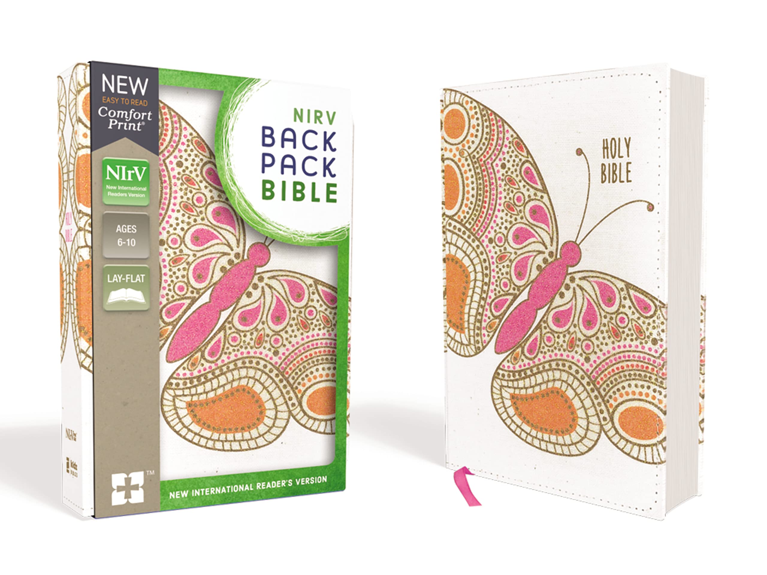 NIrV, Backpack Bible, Flexcover, Pink Butterfly,Used
