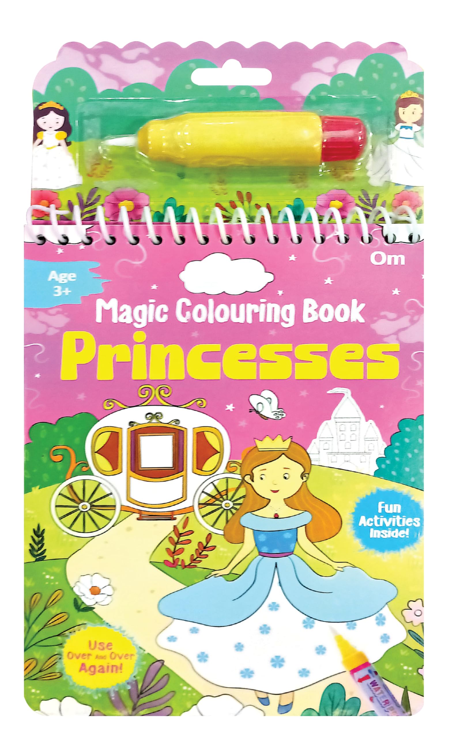 Magic Colouring Book Princesses - Easy To Hold Water Pen | Colouring Fun Activities | Wonderful Gift | Water Colouring Book | Age 3+ | 1 Refillable Water Pen