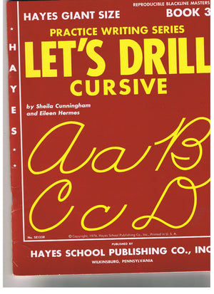 Let's Drill Cursive, Book 3, Hayes, SE133R,Used