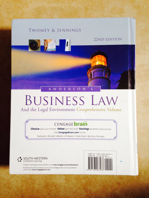 Anderson's Business Law and the Legal Environment, Standard Volume, 22nd Edition,Used