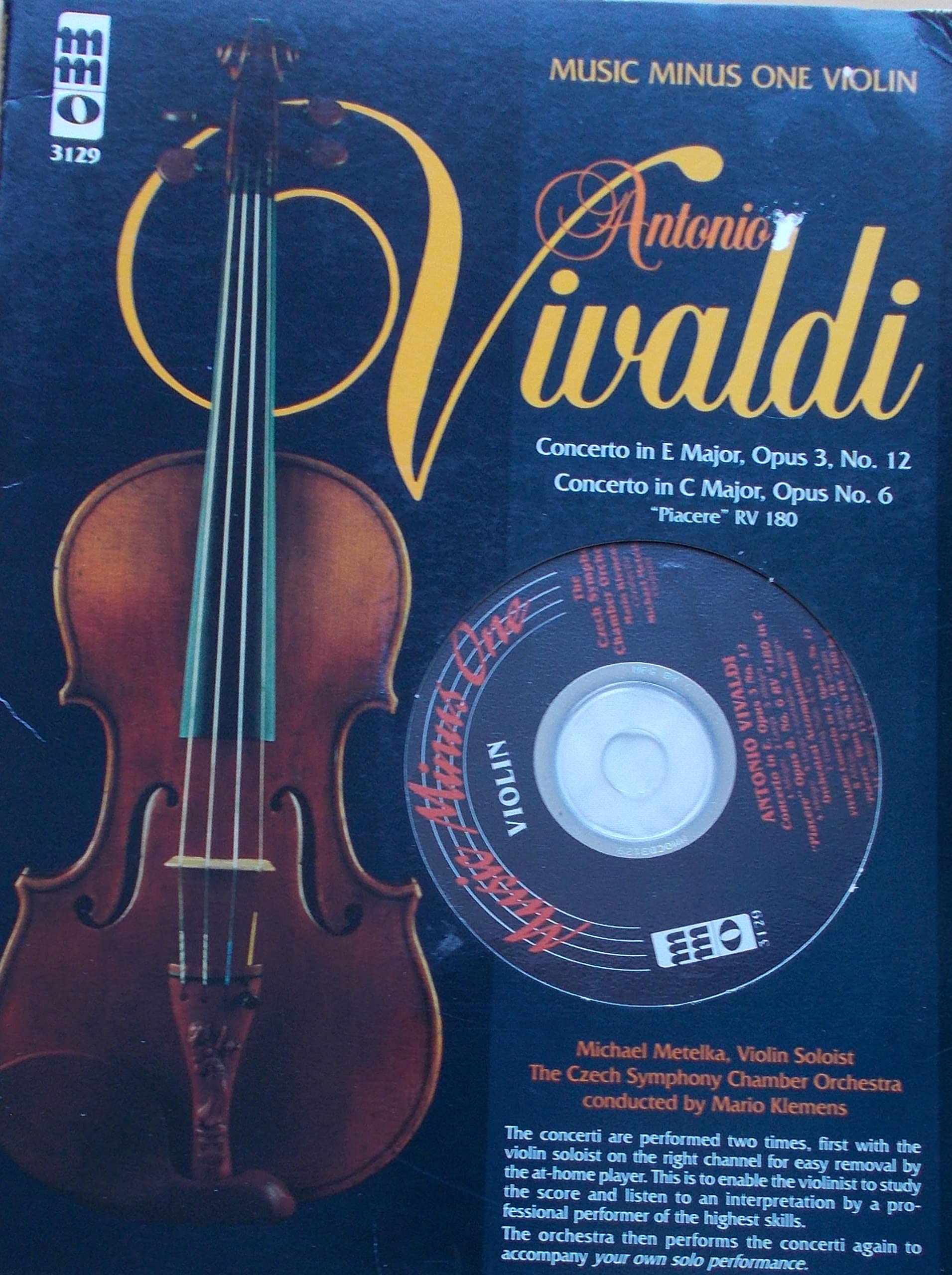 Vivaldi  Concerto in E Major, Op. 3, No. 12 & Concerto in C Major, Op. 6 'Piacere' RV 180: Music Minus One Violin,Used