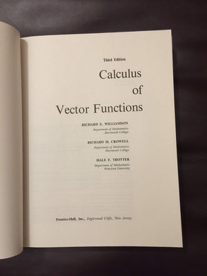 Calculus of Vector Functions,Used