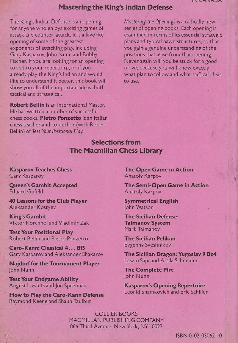 Mastering the King's Indian Defense (A Batsford Chess Book),Used