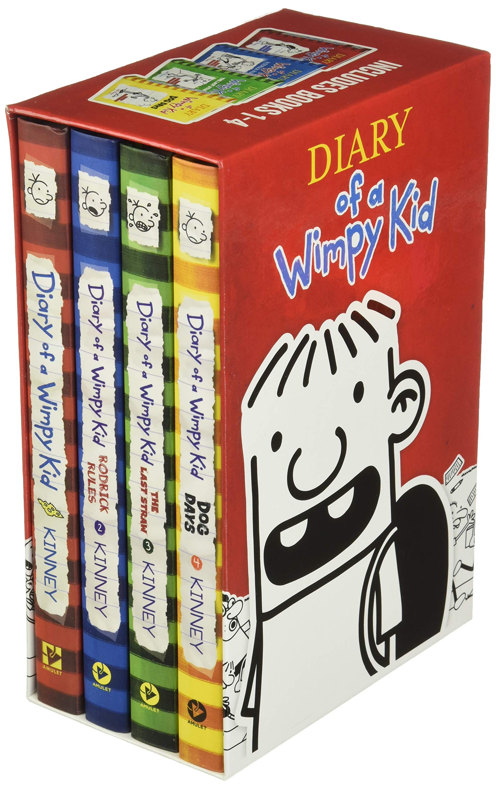 Diary of a Wimpy Kid Box of Books 14 Hardcover Gift Set: Diary of a Wimpy Kid, Rodrick Rules, The Last Straw, Dog Days,Used