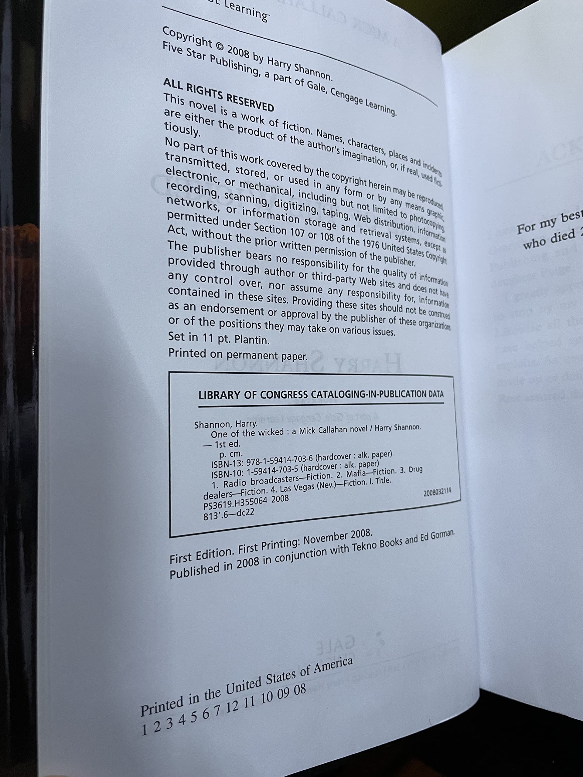 One of the Wicked, A Mick Callahan Novel (Five Star Mystery Series),Used