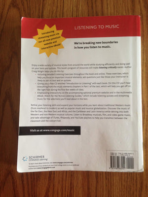 Listening to Music (with Introduction to Listening CDROM) (Available Titles CourseMate),Used