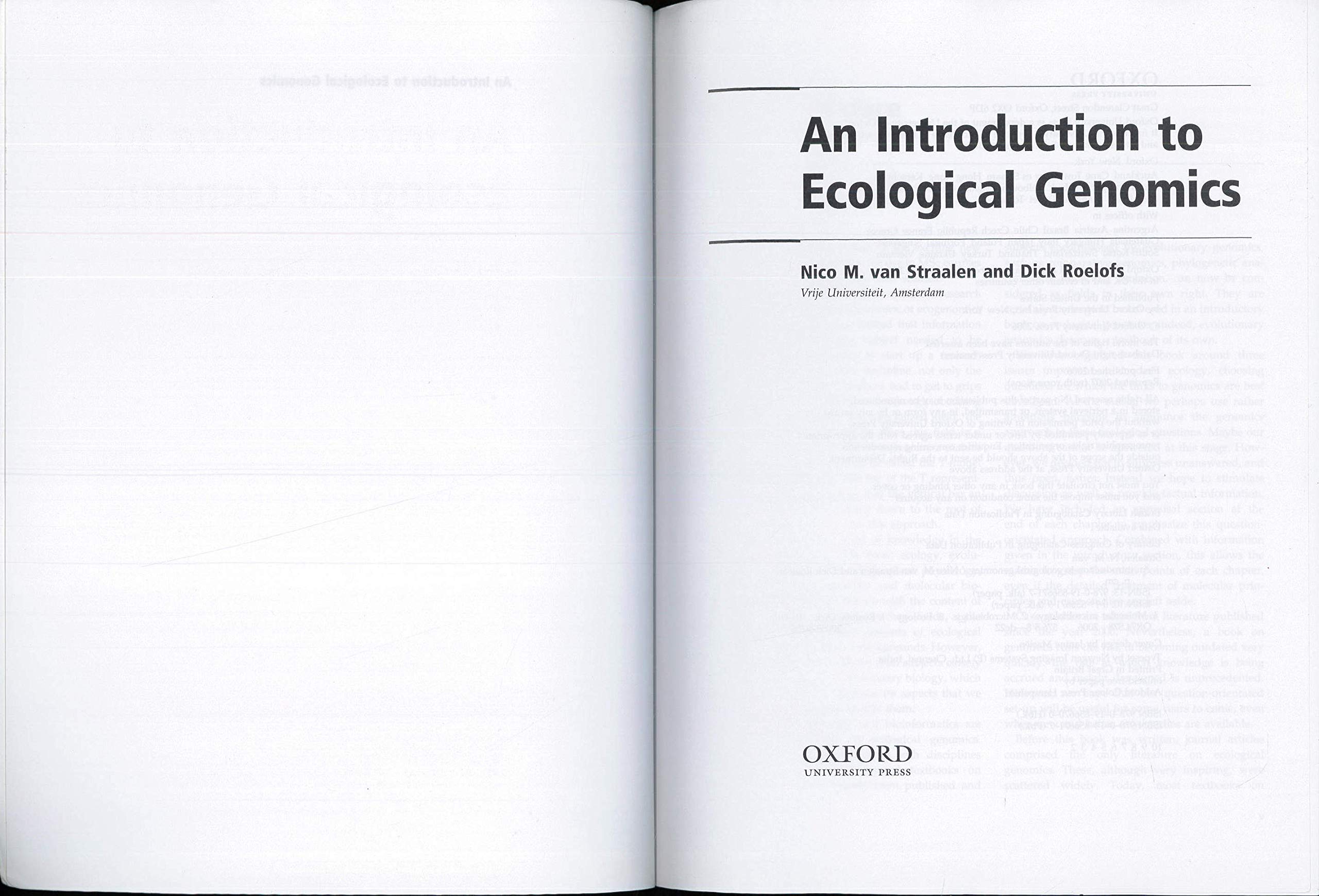 Introduction to Ecological Genomics,Used