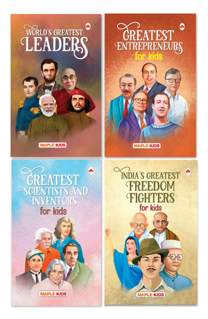Biographies For Kids (Set Of 4 Books) - WorldS Greatest Leaders - Entrepreneurs - Scientists And Inventors - Freedom Fighters - Age 6+ - Gandhiji, Narendra Modi, Ambani, Einstein, Nehru - WorldS Greatest Library : A Collection Of Inspiring Personalities