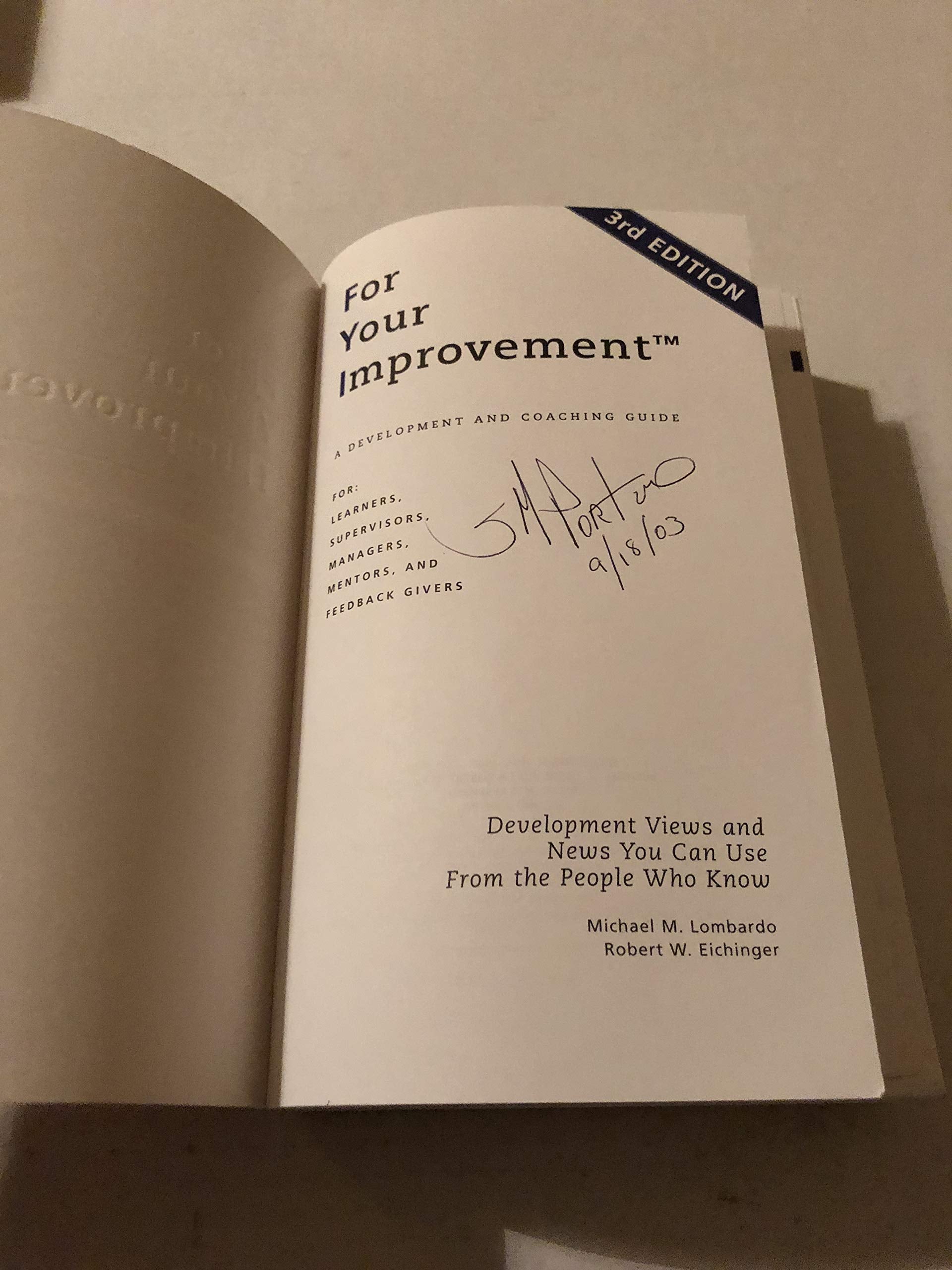 FYI: For Your Improvement, A Development and Coaching Guide (3rd Edition),Used