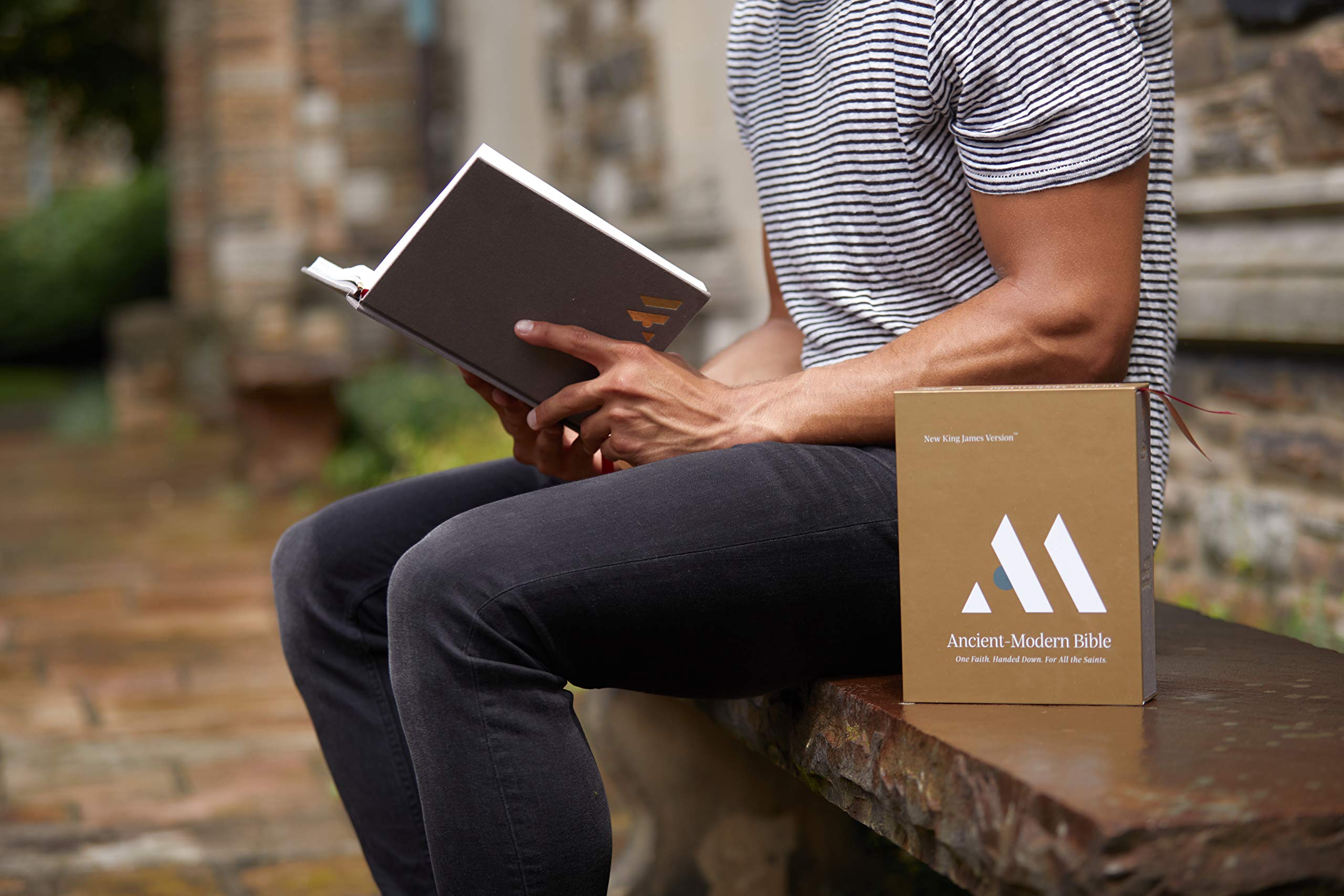 NKJV, AncientModern Bible, Cloth over Board, Gray, Comfort Print: One faith. Handed down. For all the saints.,Used