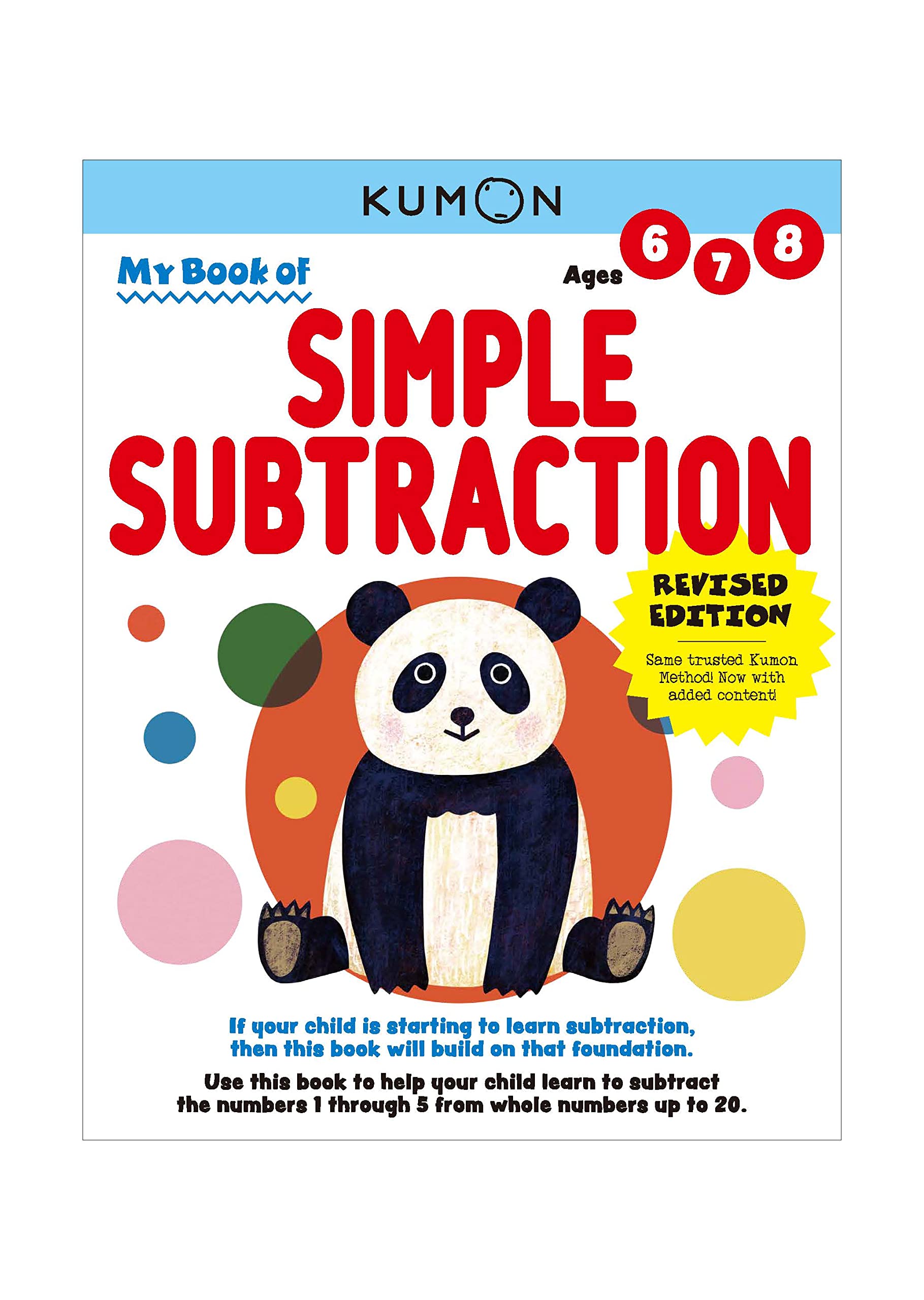 Kumon My Book of Simple SubtractionRevised EditionSame Trusted Kumon Method Now with Added ContentAges 68,Used
