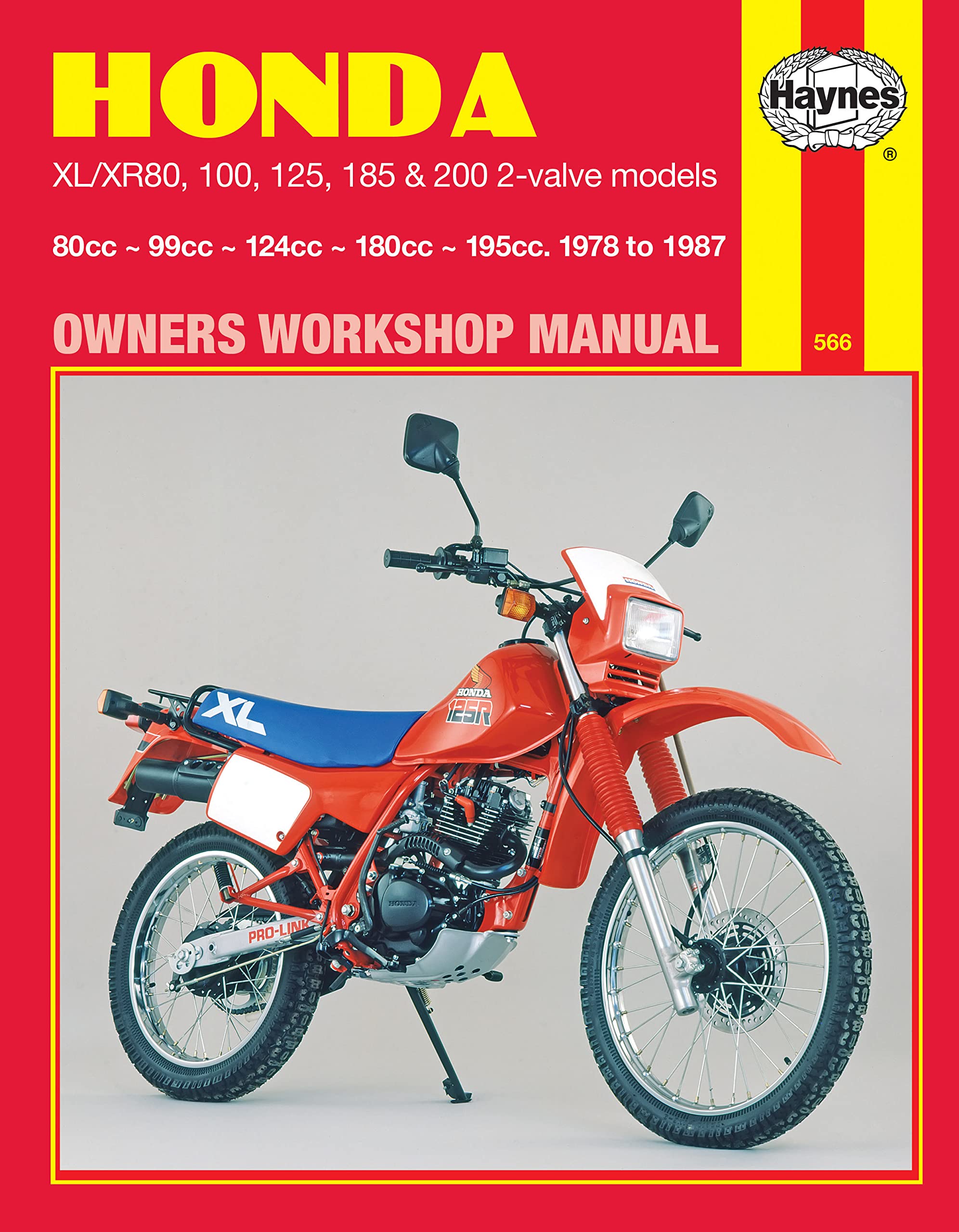 Honda XL/XR 80, 100, 125, 185 & 200 2valve Models (78  87) Haynes Repair Manua,Used