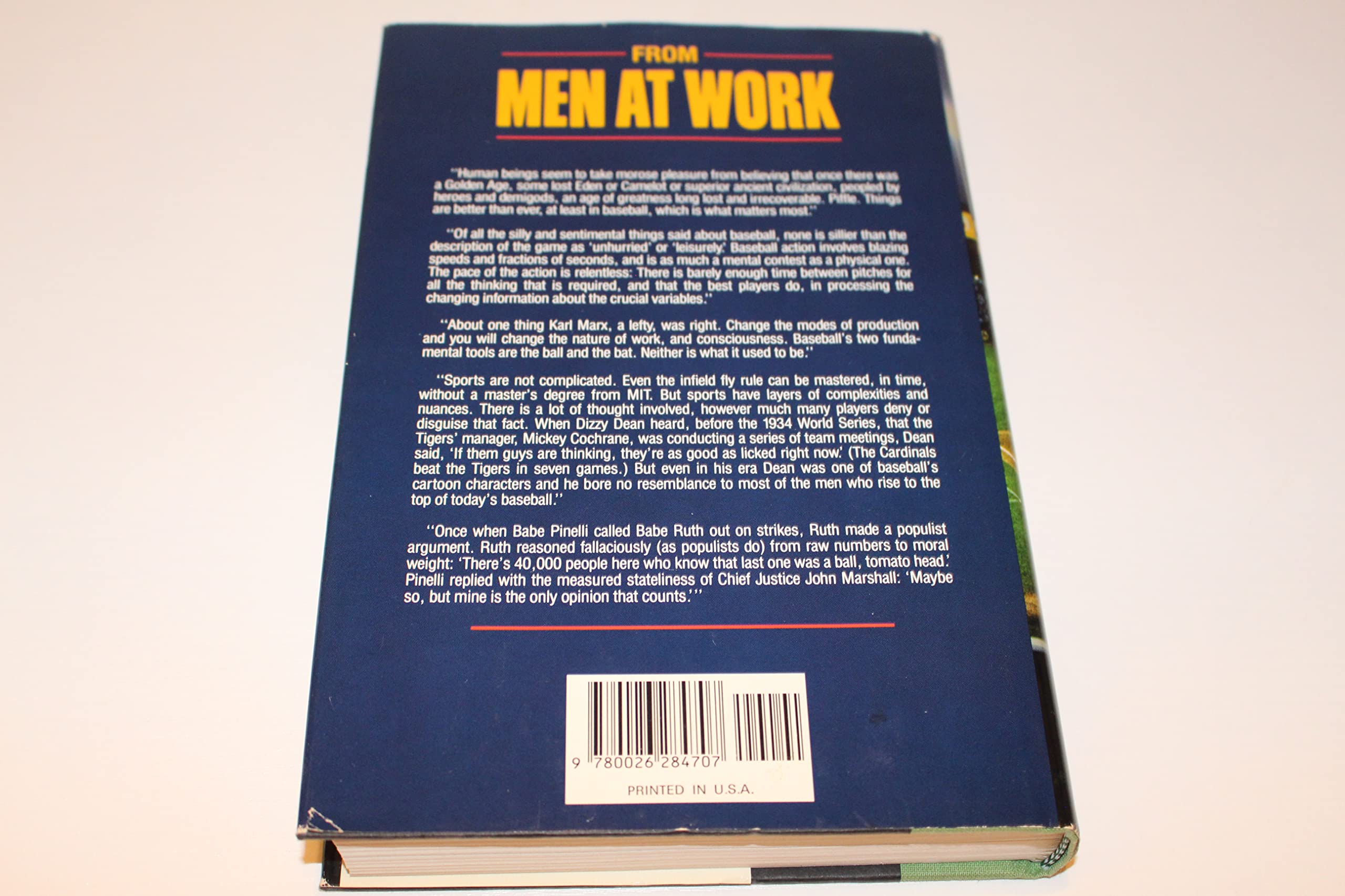 Men at Work: The Craft of Baseball,Used