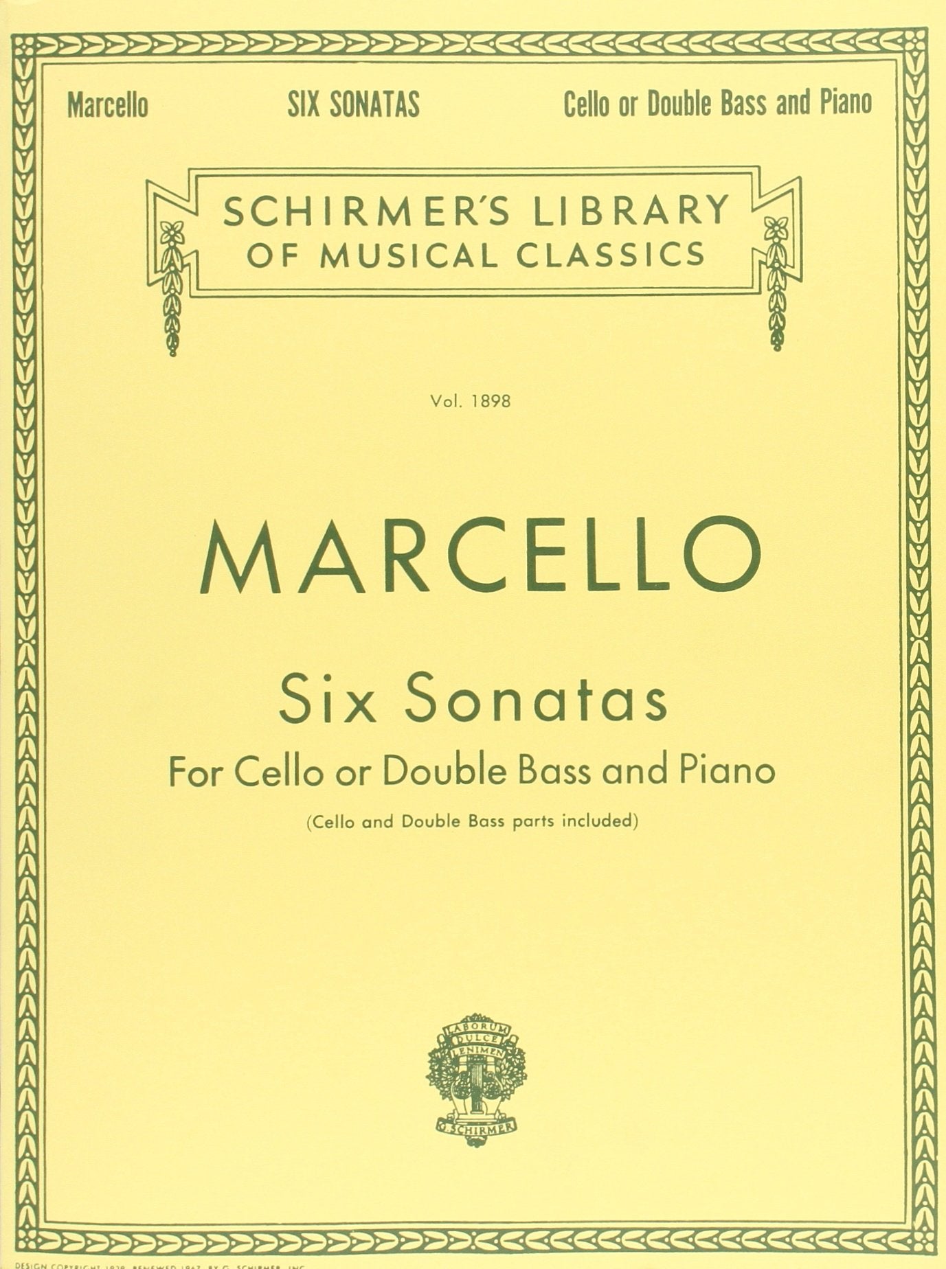 Six Sonatas For Cello or Double Bass and Piano,New