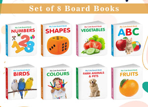 ToddlerS Early Learning Library : 8 Book Set - Abc, Colours, Birds, Fruits, Farm Animals & Pets, Vegetables, Shapes And Numbers | Preschool Board Books For Kids, Pocket Books For Children