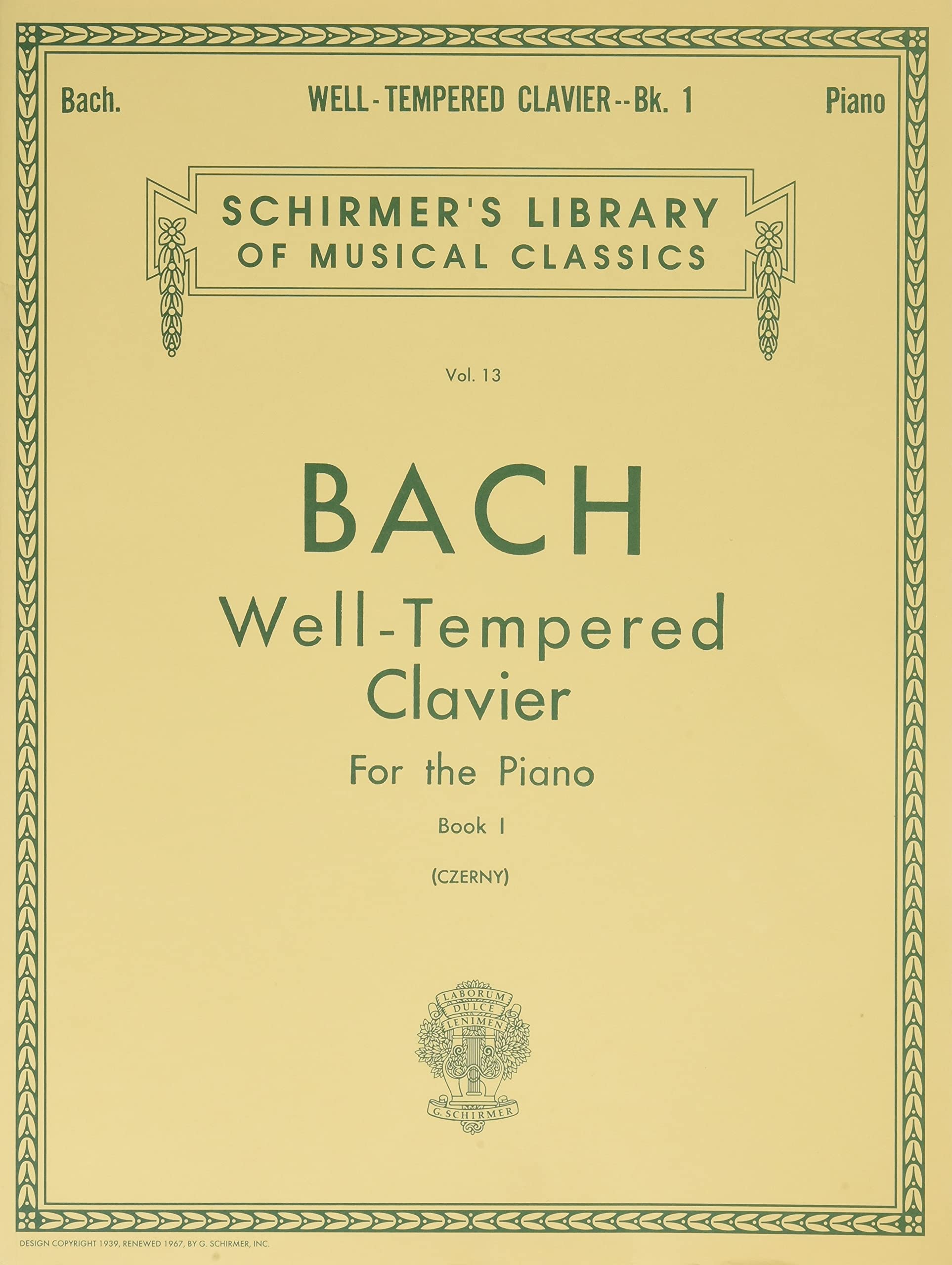 Well Tempered Clavier  Book 1 (Schirmer's Library of Musical Classics Vo. 13),New