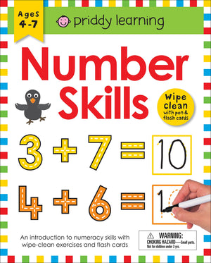 Wipe Clean Workbook: Number Skills (Enclosed Spiral Binding): Ages 47; Wipeclean With Pen & Flash Cards (Wipe Clean Learning B,New