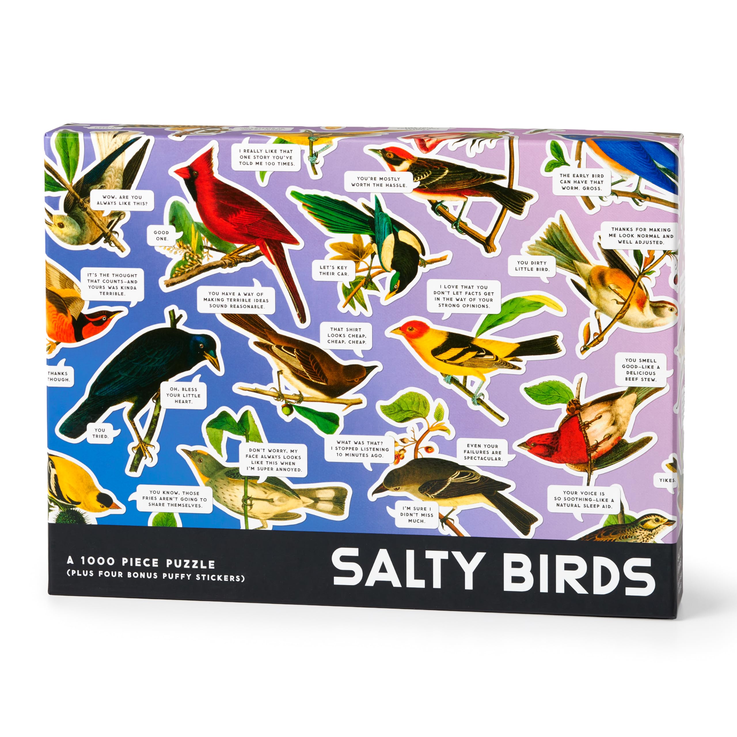 Brass Monkey Salty Birds  1000 Piece Jigsaw Puzzle Featuring Vintage Inspired Illustration Of Bird Art With Funny Quotes