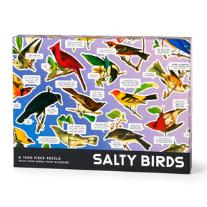 Brass Monkey Salty Birds  1000 Piece Jigsaw Puzzle Featuring Vintage Inspired Illustration Of Bird Art With Funny Quotes
