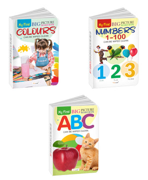 My First Big Picture Board Book Abc, Numbers 1-100 And Colours : Interactive Board Books For Toddlers, Board Books For Early Learners, Developmental Board Books For Toddlers | Pack Of 3 Board Books