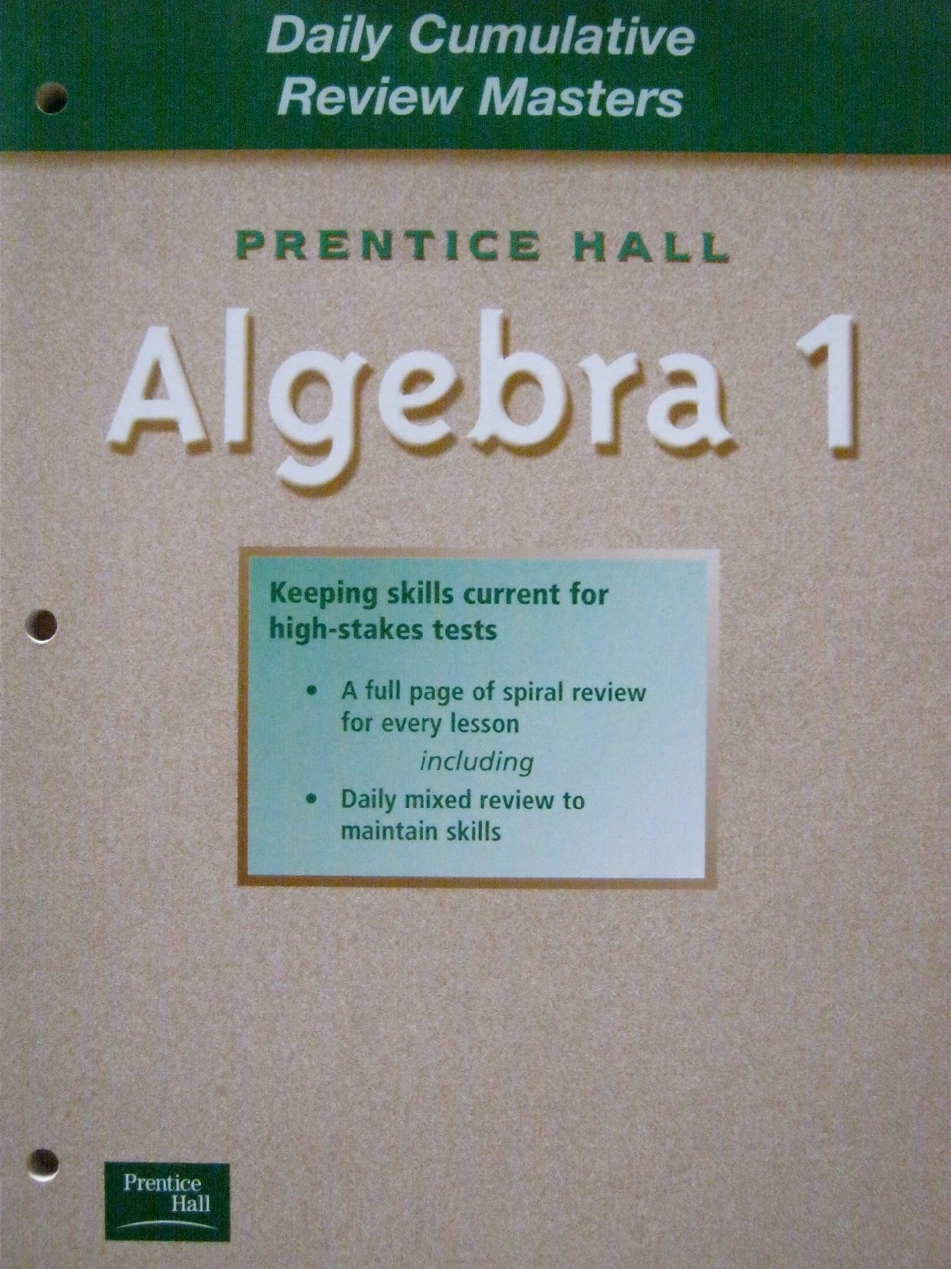 Prentice Hall: Daily Cumulative Review Masters, Algebra 1,Used