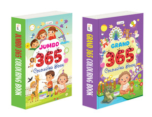 Grand And Jumbo - 365 Colouring Book :- Knowledge Book For Children, Toddler Educational Book, Preschool Colouring Workbook, Creative Learning For Toddlers | Pack Of 2 Colouring Book